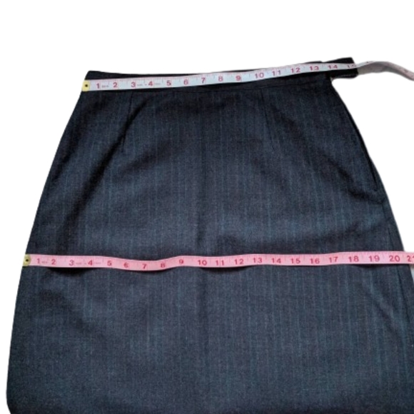 Vintage A-line midi skirt hand made grey very high waist wool back slit size 10 - Picture 11 of 13